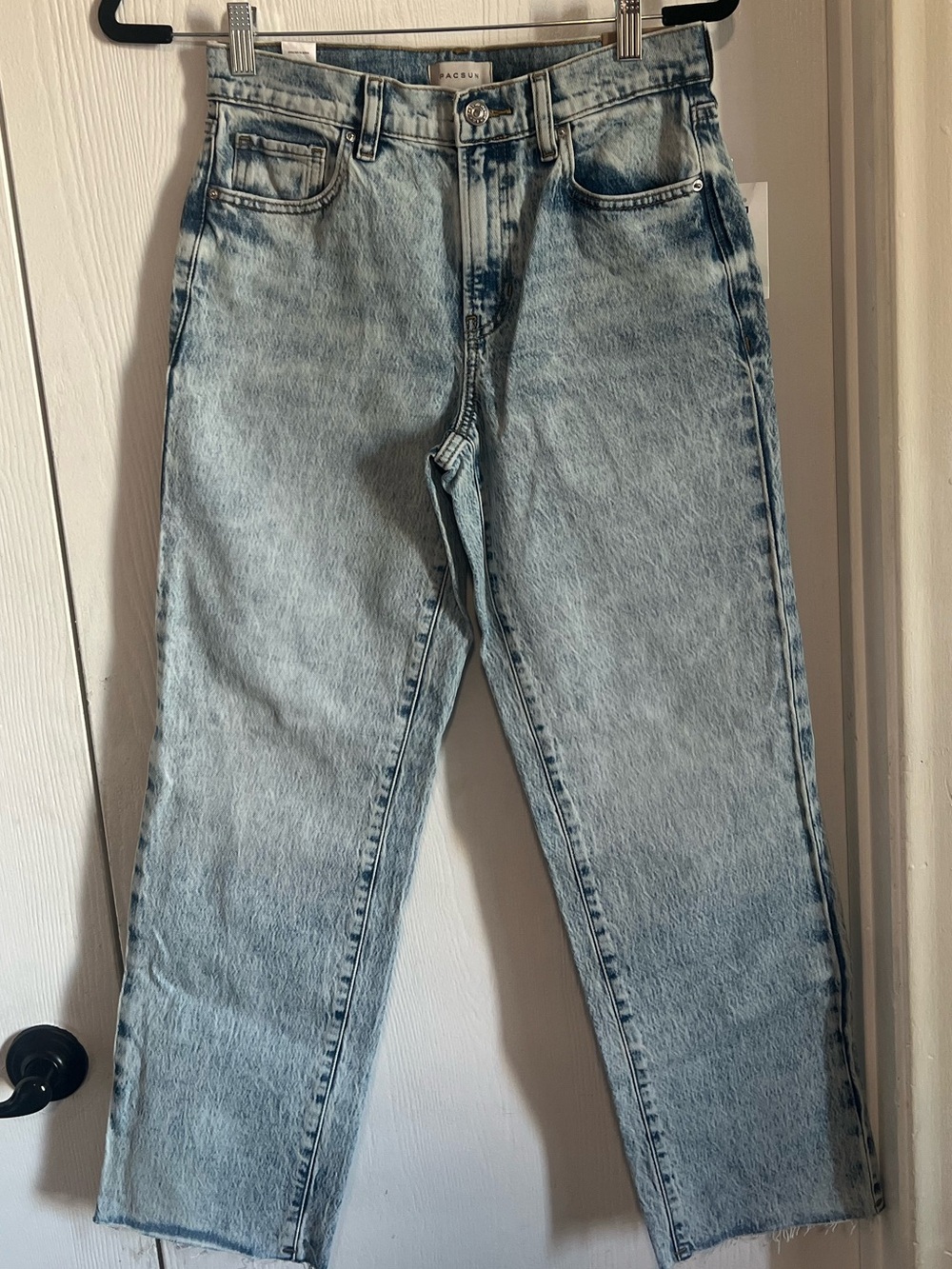 Pacsun Jeans Mid Rise Stretch 90s Straight Leg Acid Washed Raw Hem Size 26